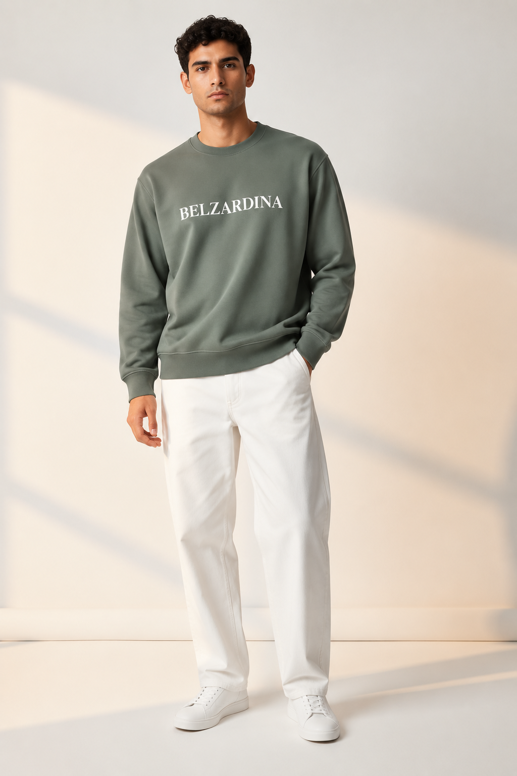 BELZARDINA Premium Sweatshirt Aloe – Modelansicht